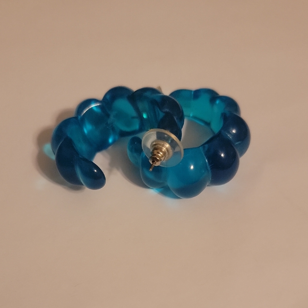 Blue Hoop Earrings
